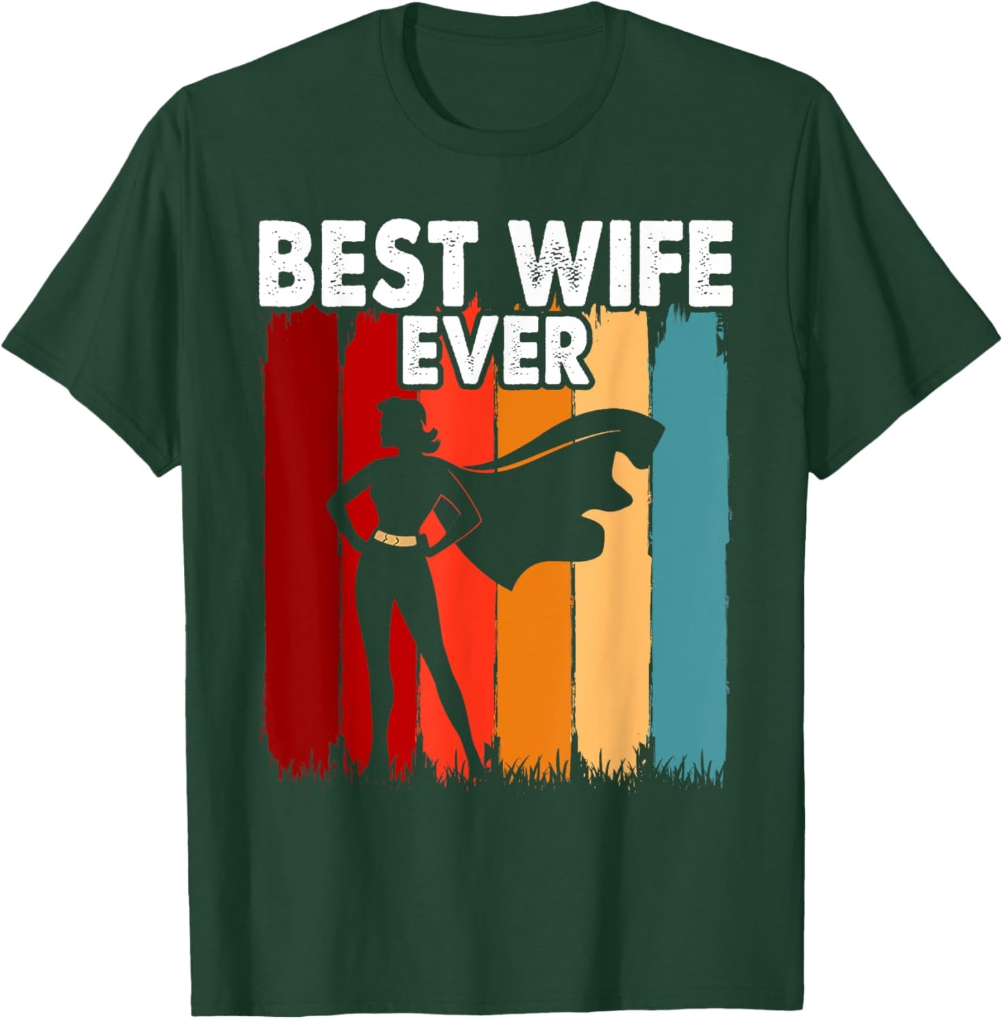 Vintage Best Wife Ever Holiday Superhero Fun Graphic T-Shirt - T-Shirt | Forest