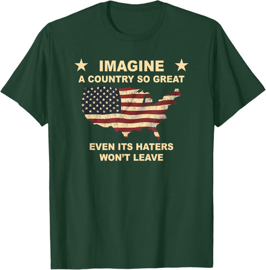 Imagine A Country So Great 1776-2026 Patriotic USA Flag T-Shirt - T-Shirt | Forest