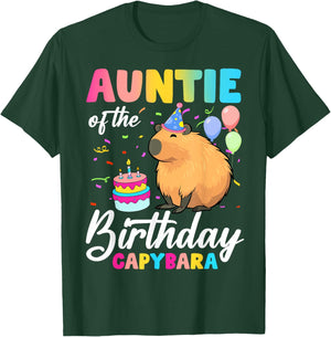 Auntie Of The Birthday Capybara Girl Bday Party Family T-Shirt - T-Shirt | Forest