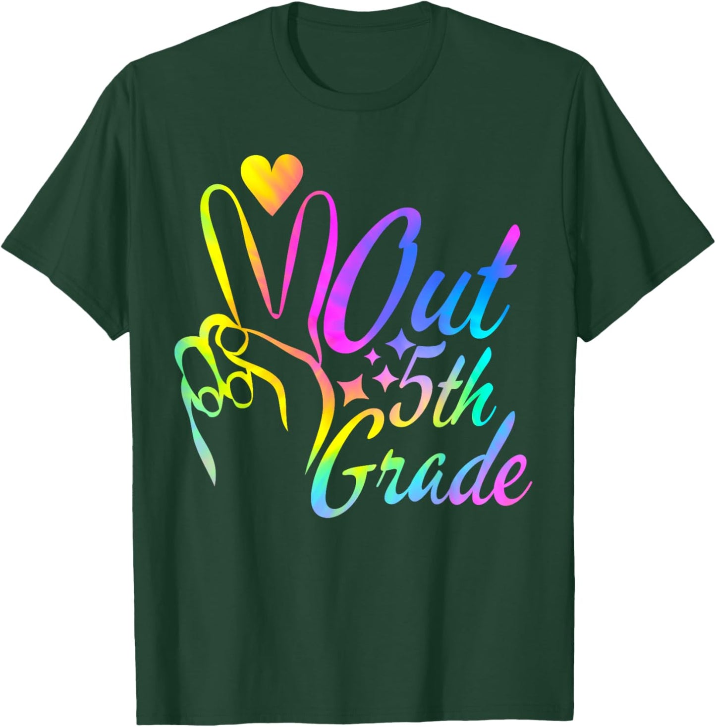 Peace Out 5th Grade Tie Dye Graduation Last Day of School T-Shirt - T-Shirt | Forest