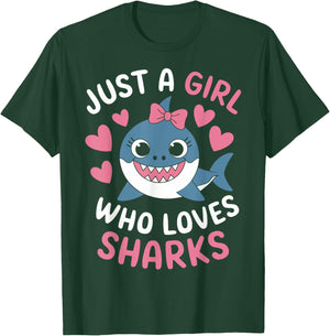 Just a Girl Who Loves Sharks Cute Ocean Animal Lover T-Shirt - T-Shirt | Forest