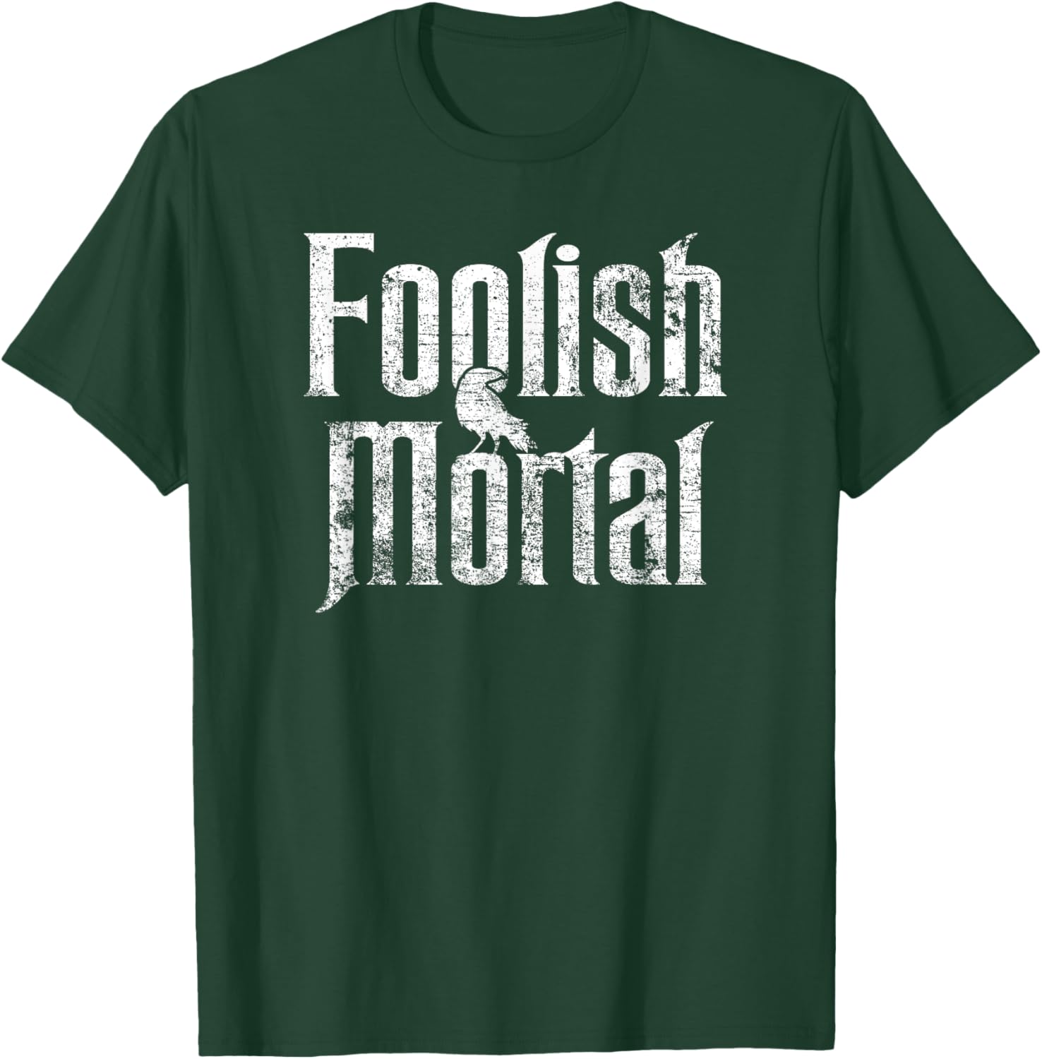 Foolish Mortal Raven White Print T-Shirt - T-Shirt | Forest