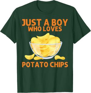 Funny Potato Chips Art Boys Kids Bag of Chips Lover T-Shirt - T-Shirt | Forest