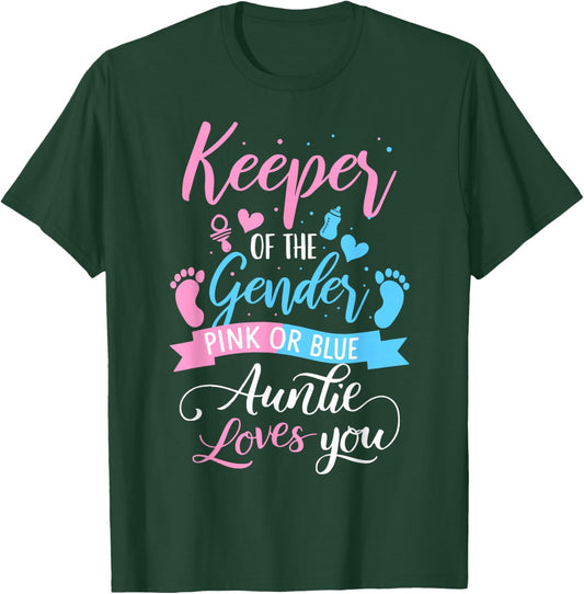 Keeper of The Gender Loves Aunt You Auntie Baby Announcemen T-Shirt - T-Shirt | Forest