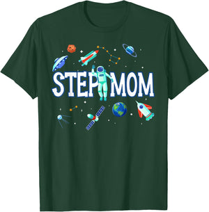 Step Mom Astronaut Space Family Matching Birthday Party T-Shirt - T-Shirt | Forest