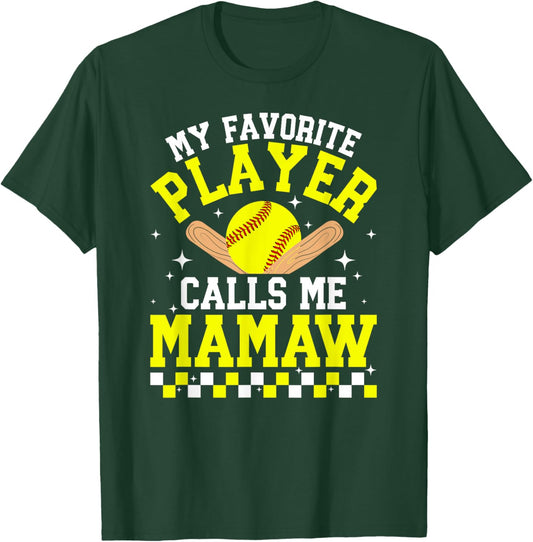 Proud Softball Mamaw Of A Softball Player Mamaw T-Shirt - T-Shirt | Forest
