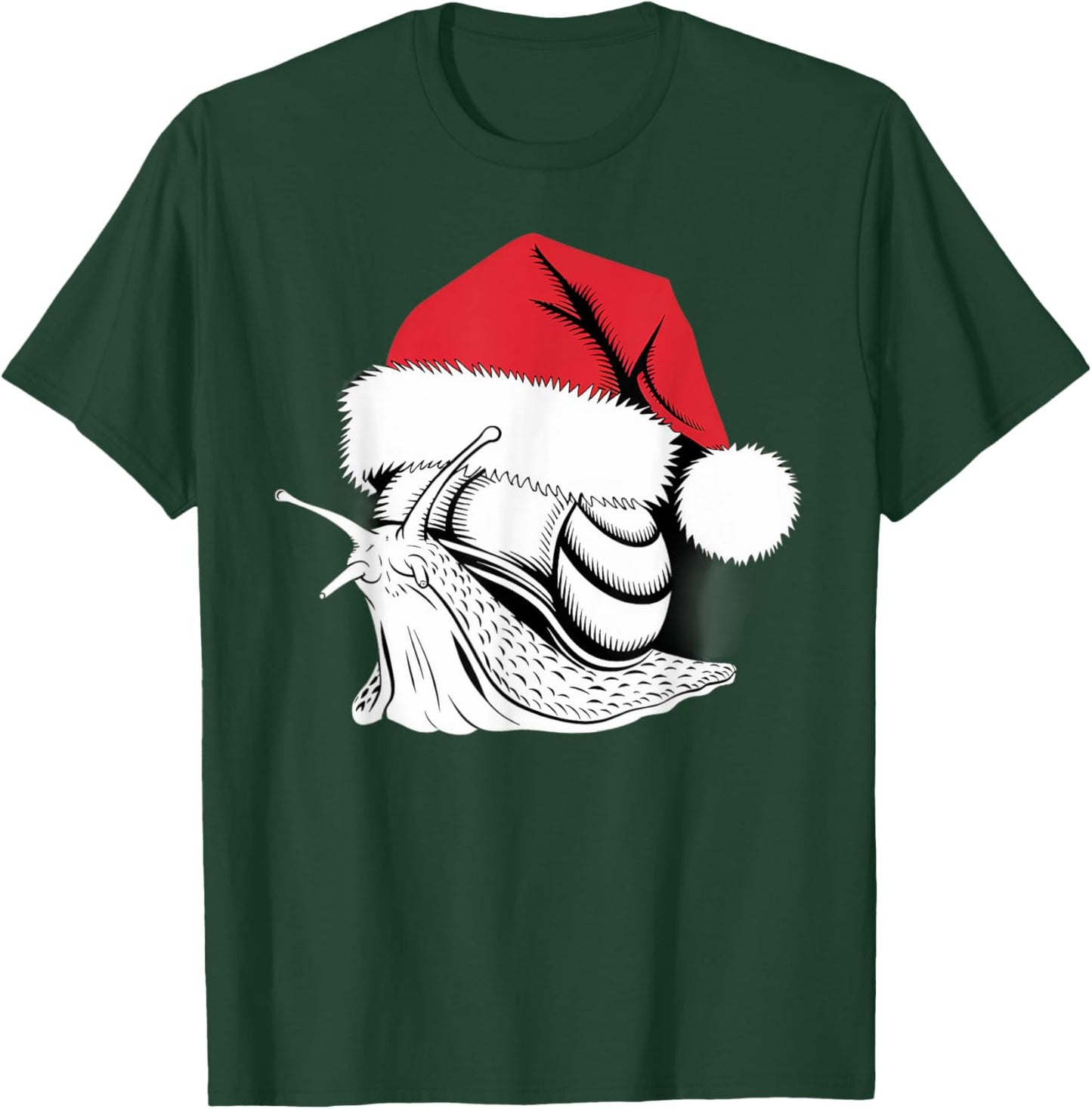 Joyful Snail Santa on Snail Christmas T-Shirt - T-Shirt | Forest