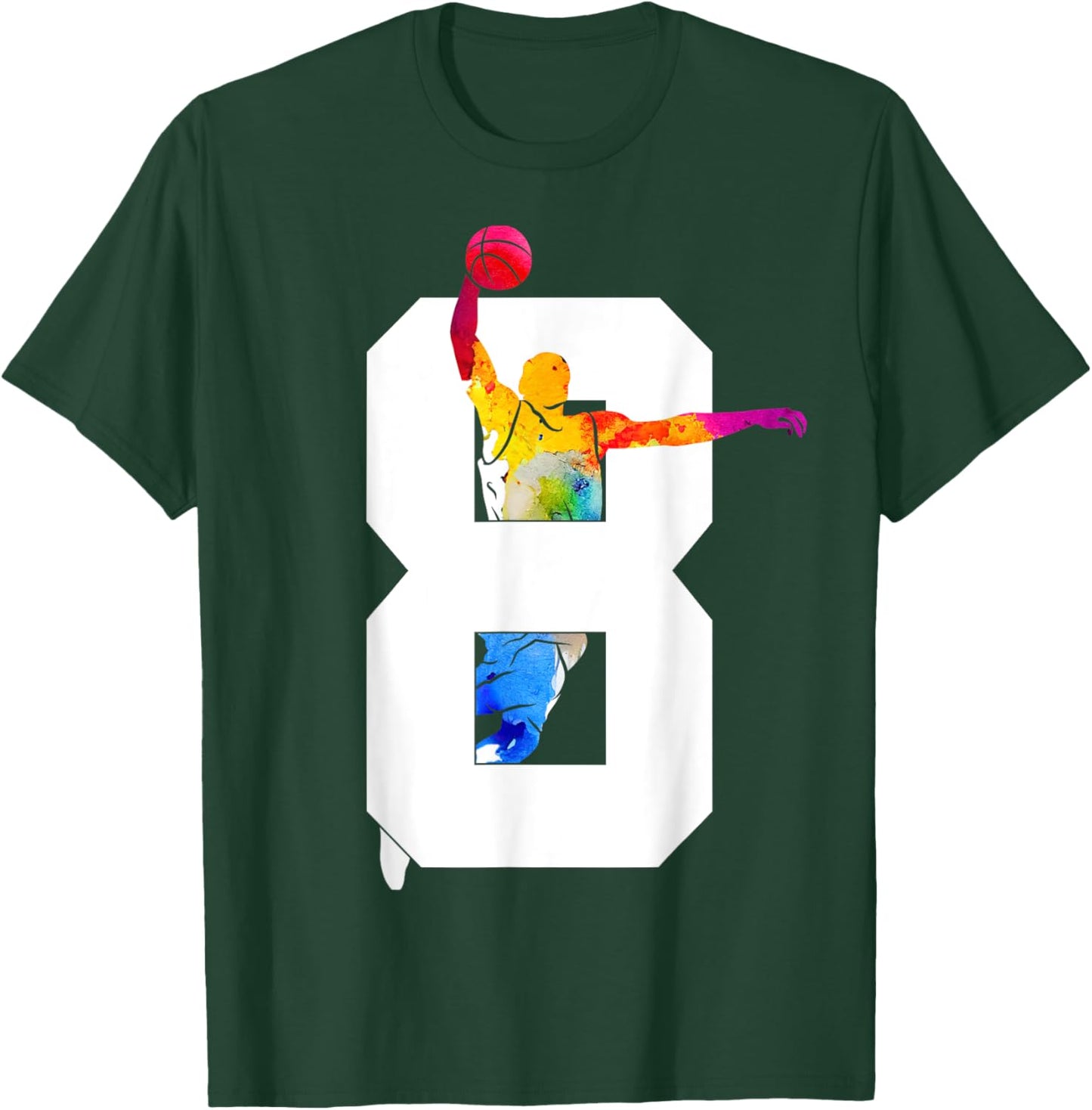 8 Years Basketball 8th Birthday T-Shirt - T-Shirt | Forest