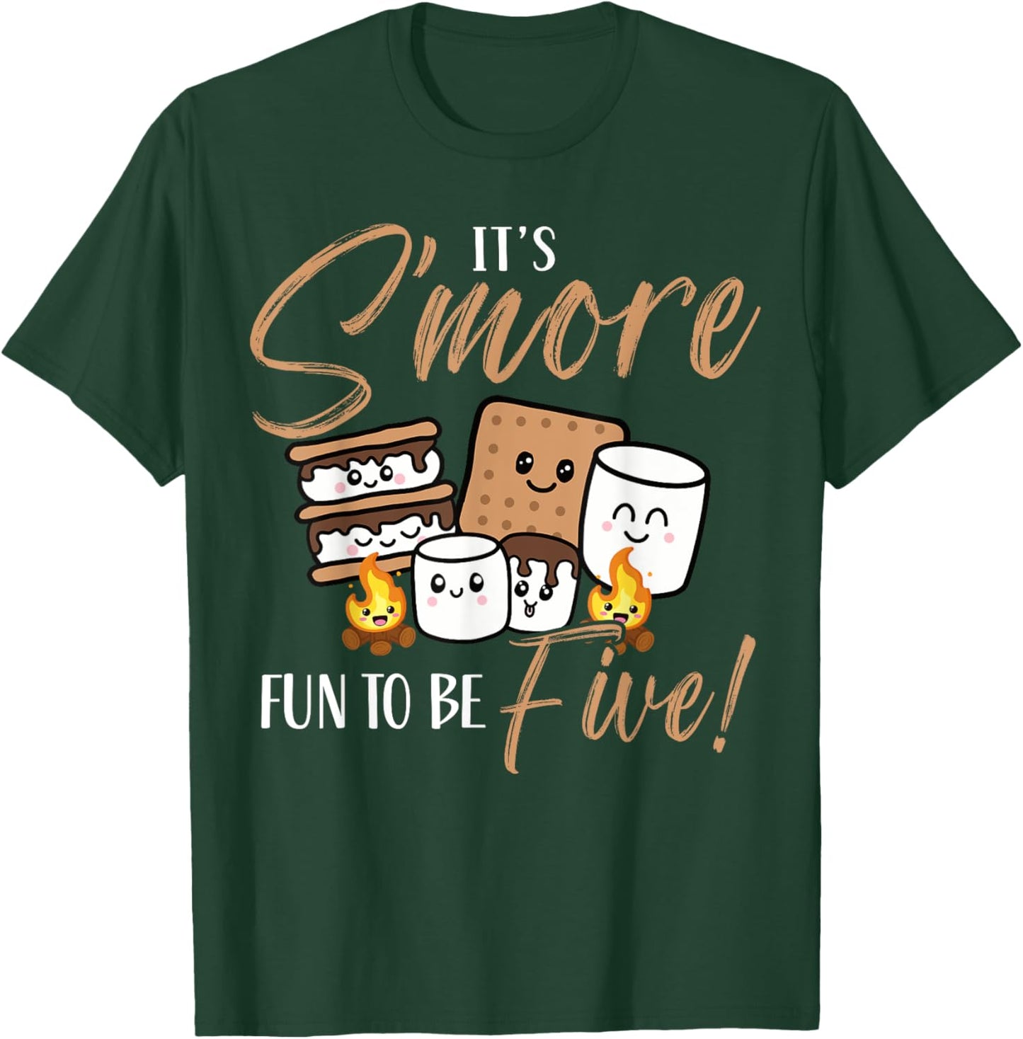 Birthday Campfire Marshmallow It's S'more Fun To Be Five 5th T-Shirt - T-Shirt | Forest