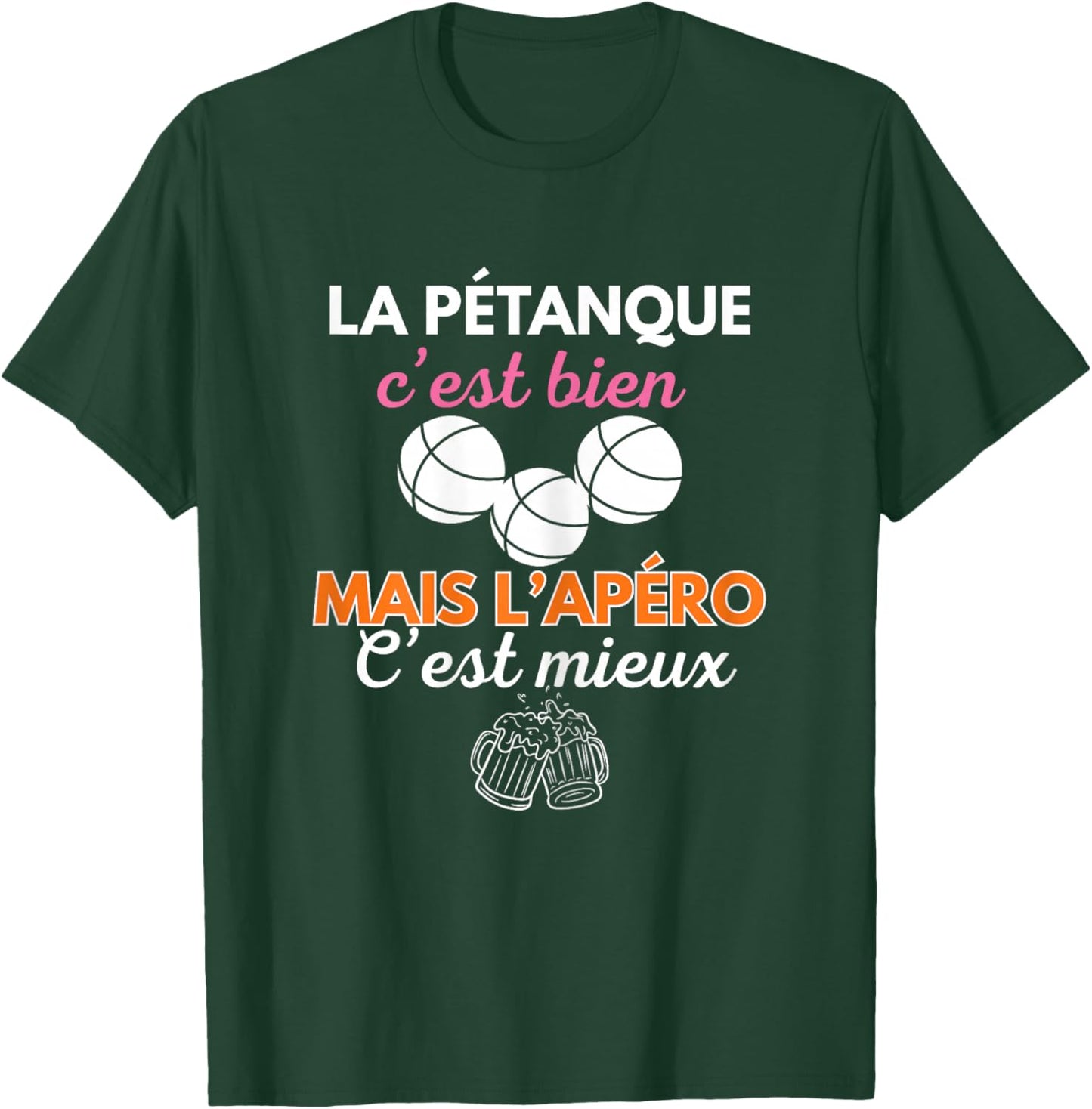 Pétanque Apéro Humour Femme Cadeau Bouliste Fête Mères T-Shirt - T-Shirt | Forest