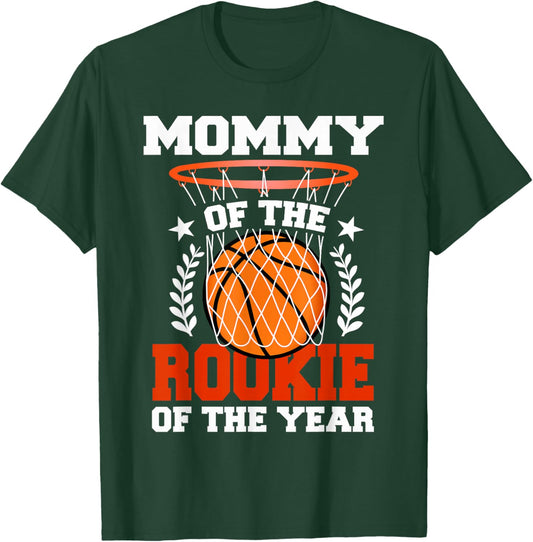 Mommy Of Rookie 1st Basketball Birthday Theme Matching T-Shirt - T-Shirt | Forest
