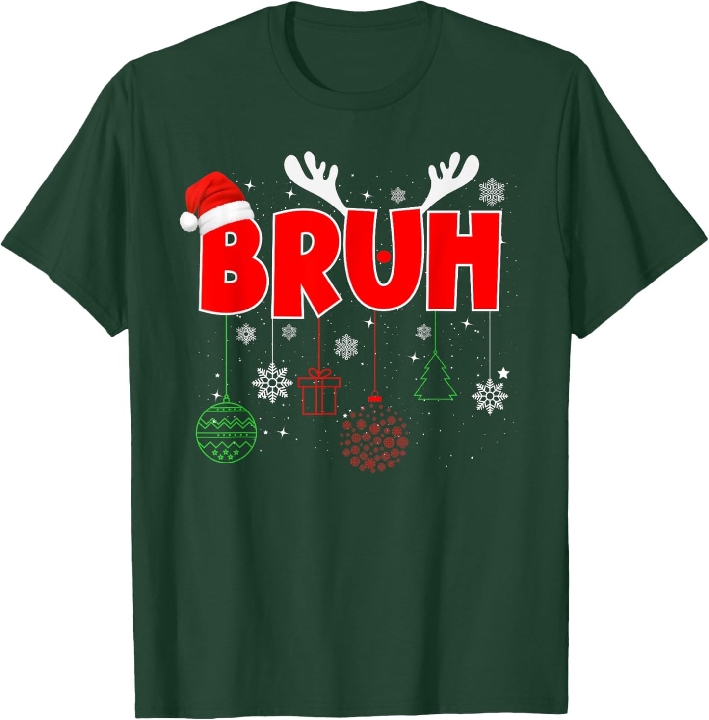 Bruh Reindeer Xmas Christmas PJ Pajamas For Girls Boys Kids T-Shirt - T-Shirt | Forest