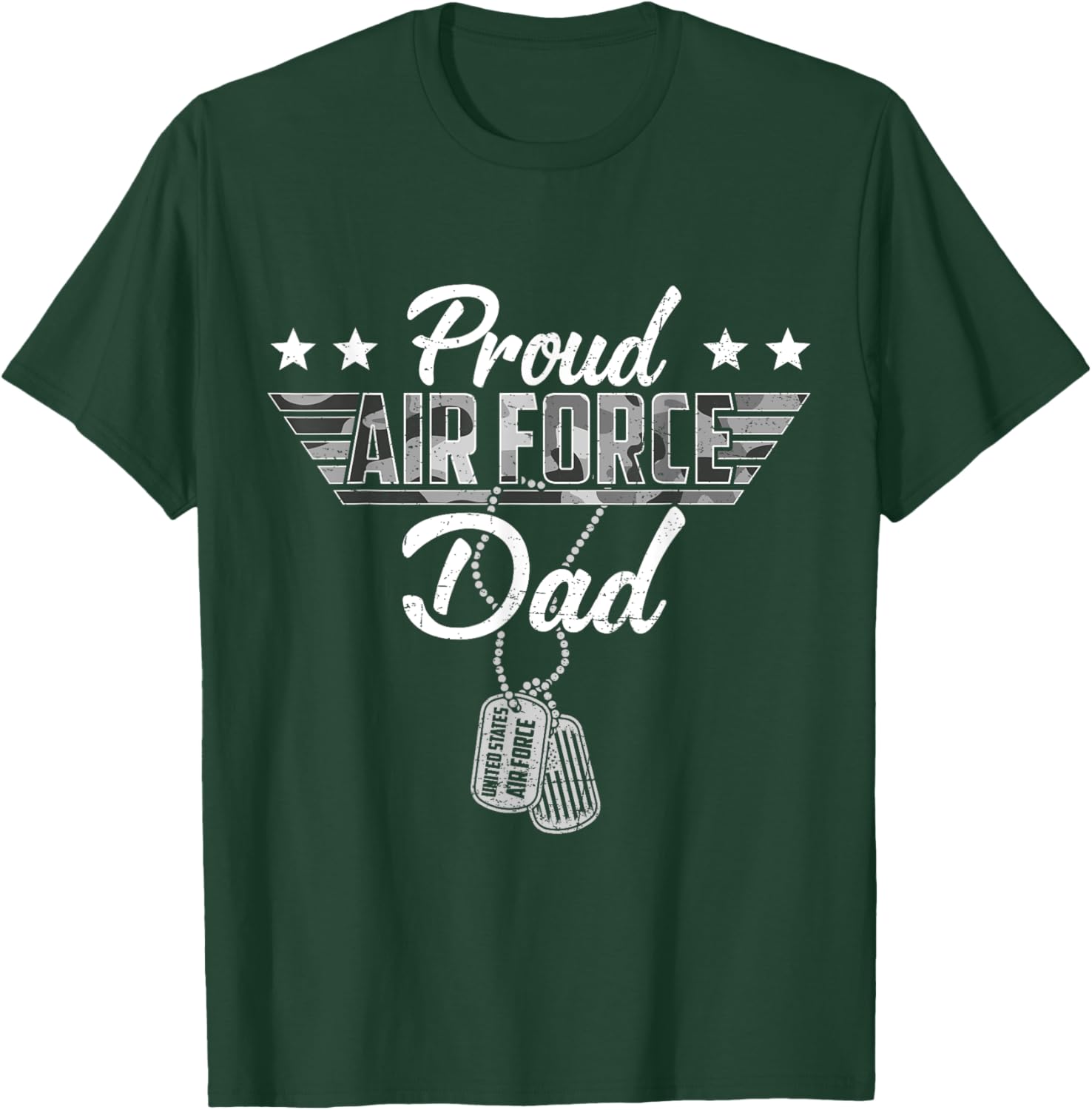 Proud Air Force Dad Camouflage USAF Veteran Airman T-Shirt - T-Shirt | Forest