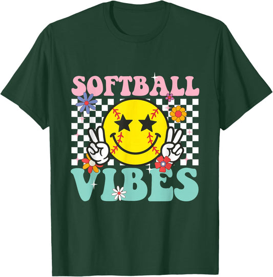 Softball Vibes - Softball Lover Softball Player Softballer T-Shirt - T-Shirt | Forest