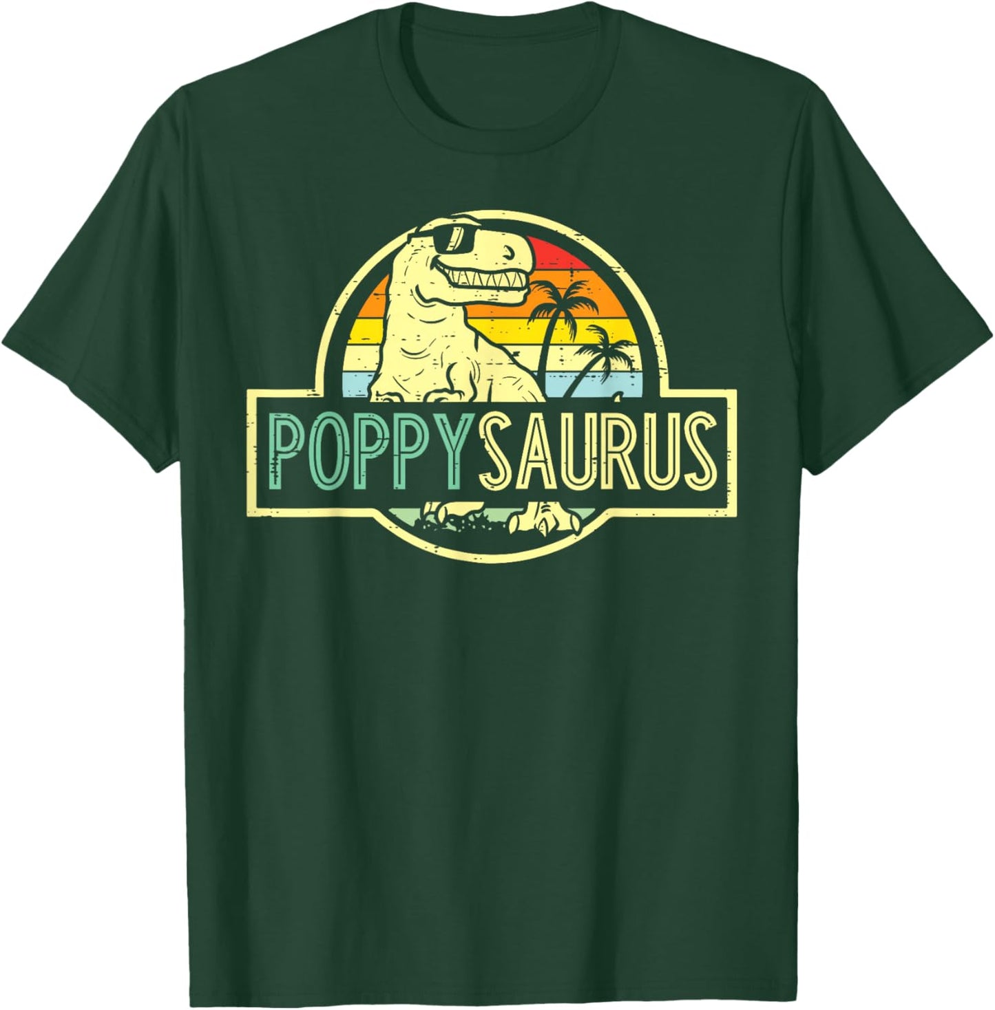 Fathers Day Dinosaur Poppy Saurus Trex Grandpa Papa Granddad T-Shirt - T-Shirt | Forest