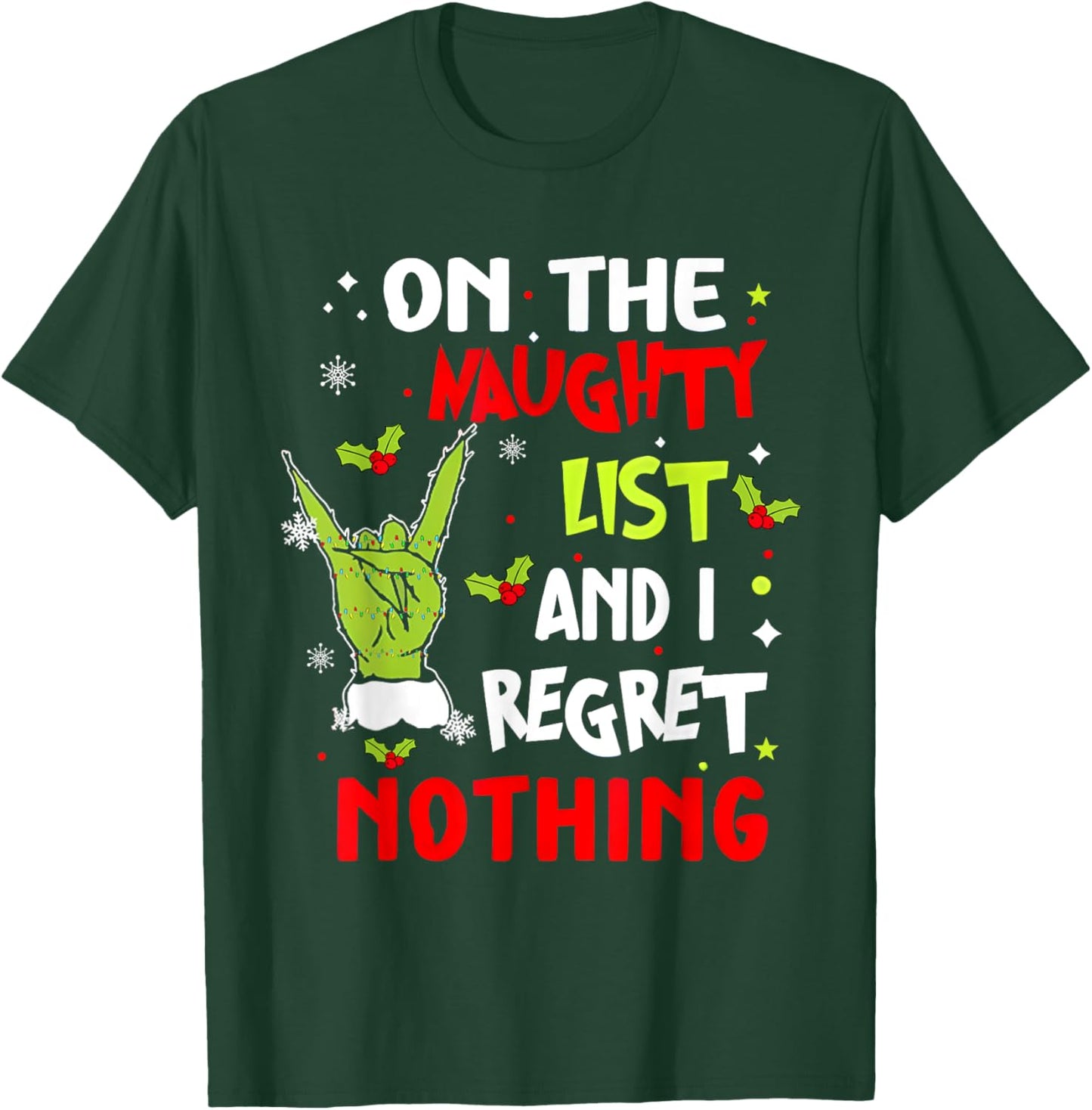 Groovy Christmas Shirts Pajamas Pjs Funny On The List Of Naughty And I Regret Nothing Christmas T-Shirt - T-Shirt | Forest