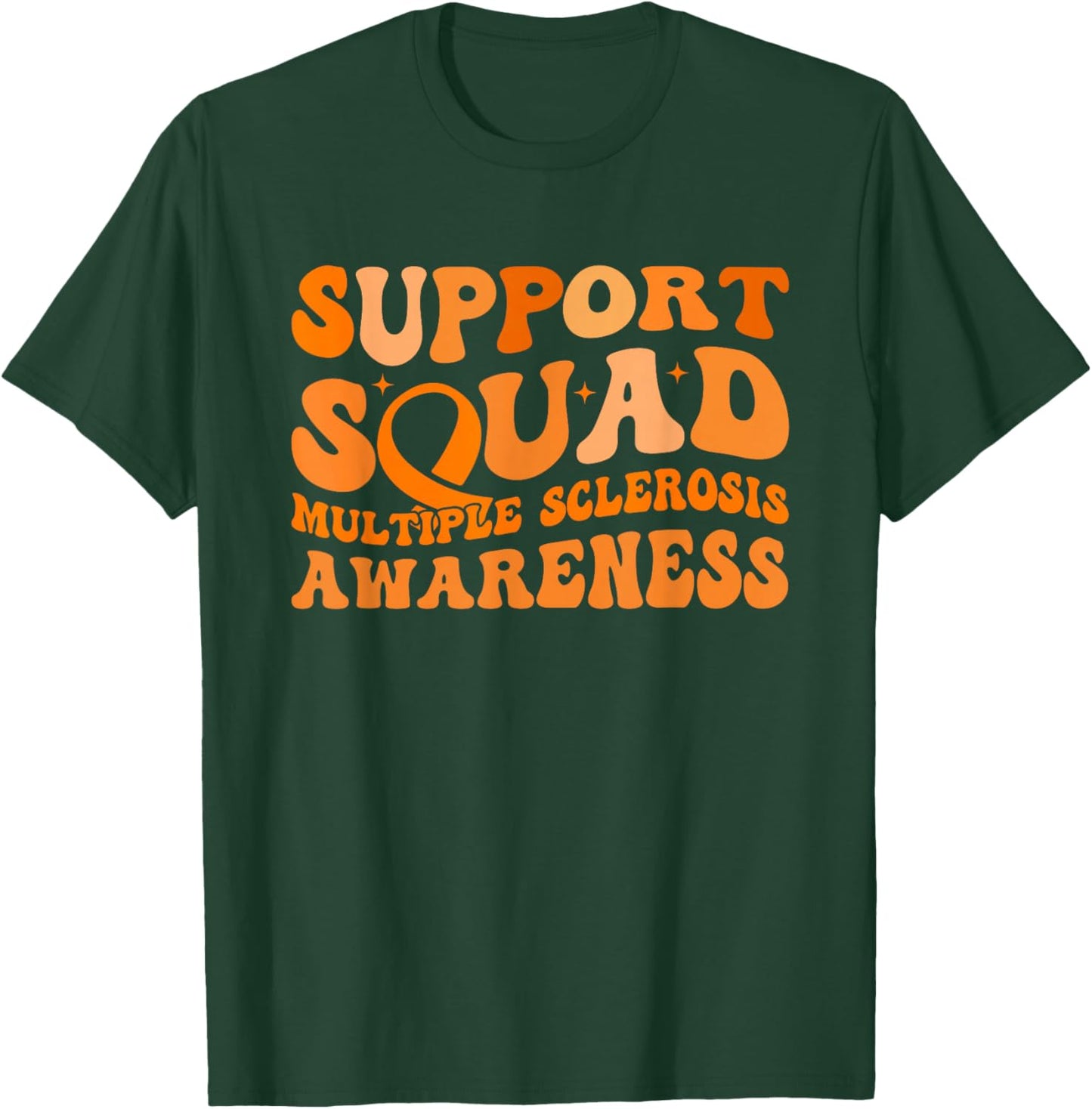 Support Squad MS Multiple Sclerosis Awareness Orange Ribbon T-Shirt - T-Shirt | Forest