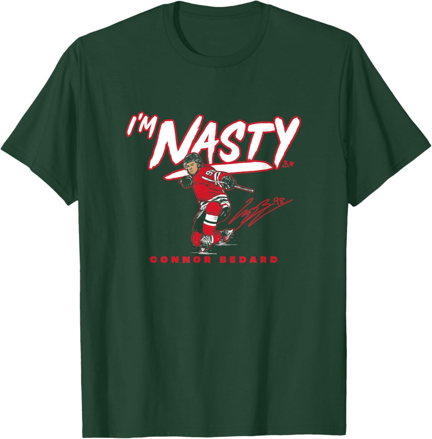 Connor Bedard - I'm Nasty - Chicago Hockey T-Shirt - T-Shirt | Forest
