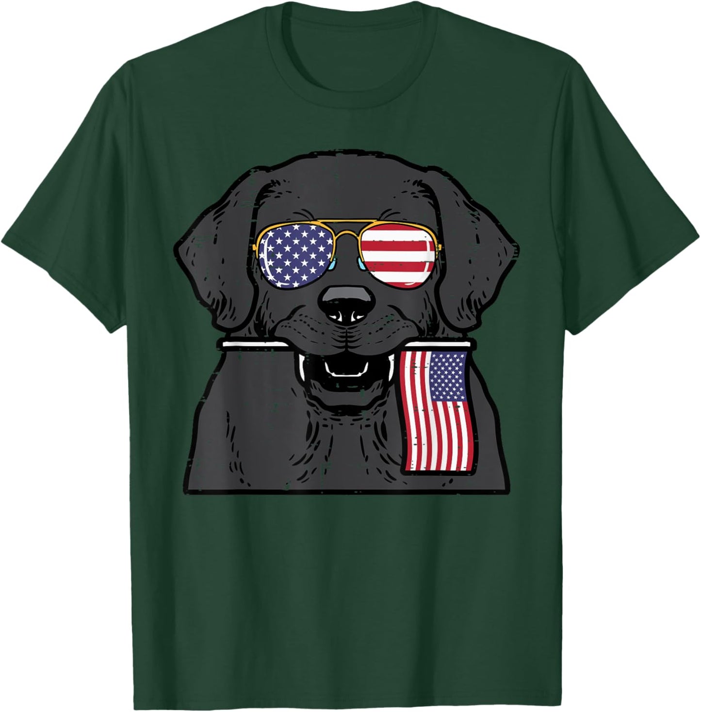 4th July Dog Labrador US Flag Patriotic Pet Men Women Kids T-Shirt - T-Shirt | Forest