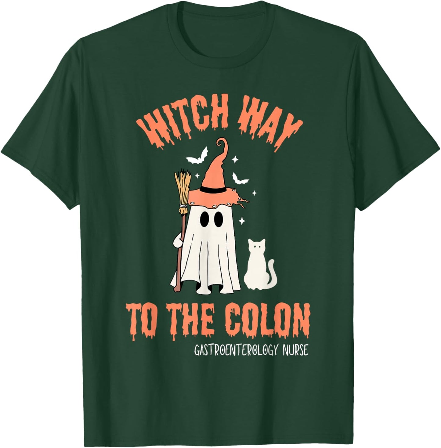 Witch Way To Colon Halloween Gastrointestinal Nurse Ghost T-Shirt - T-Shirt | Forest