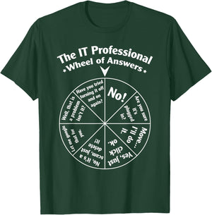 Funny The It Professional Wheel Of Answers Computers Humor T-Shirt - T-Shirt | Forest