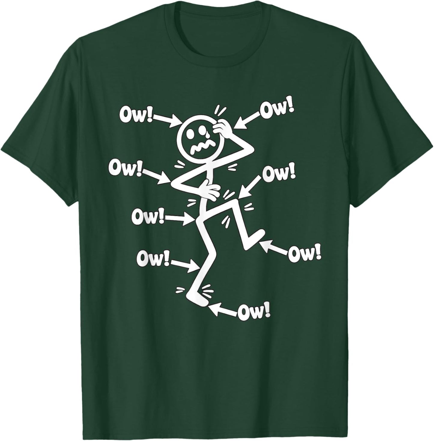 Ow Ow Ow Comedy Stick Character Chronic Pain Meme Men Boy T-Shirt - T-Shirt | Forest