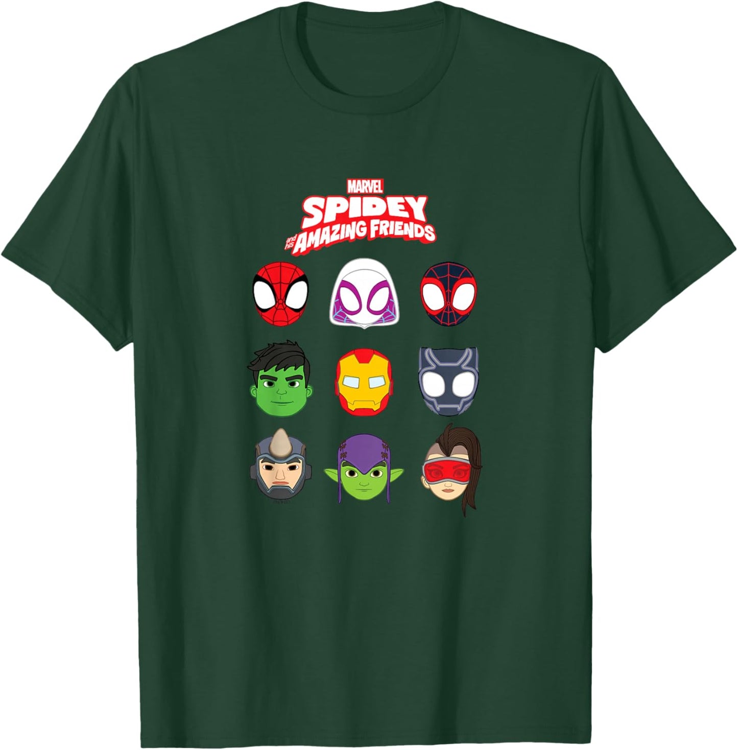 Kids Spidey And His Amazing Friends - Faces Grid T-Shirt - T-Shirt | Forest