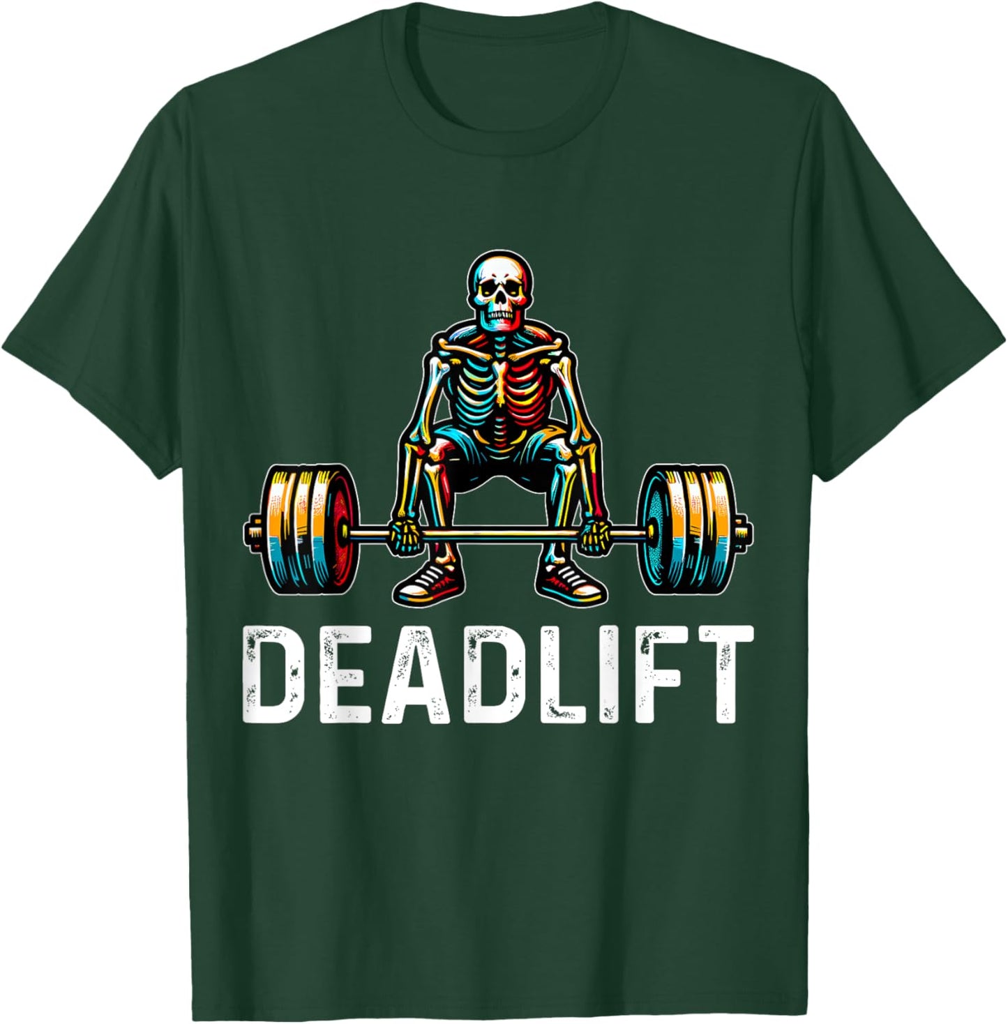 Deadlift Skeleton Gym Fitness T-Shirt - T-Shirt | Forest