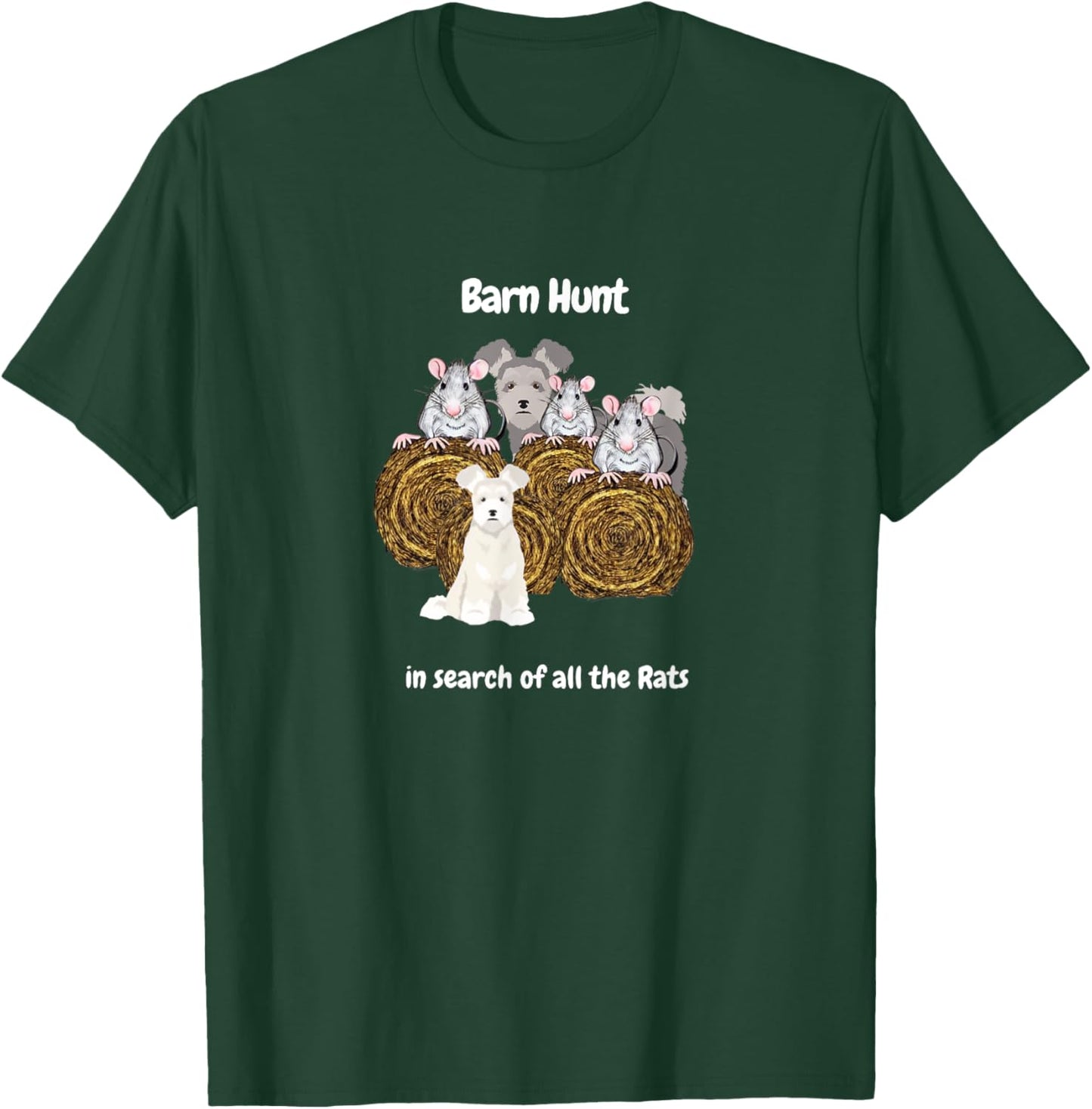 Funny Barn Hunt - in search of rats with a Pumi dog T-Shirt - T-Shirt | Forest