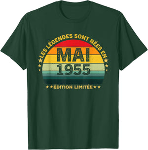 Retro Mai 1955 Édition limitée 71 Ans 71e Anniversaire T-Shirt - T-Shirt | Forest
