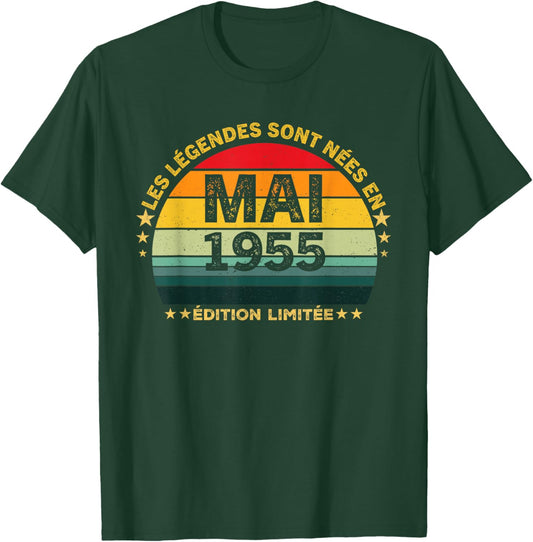 Retro Mai 1955 Édition limitée 71 Ans 71e Anniversaire T-Shirt - T-Shirt | Forest