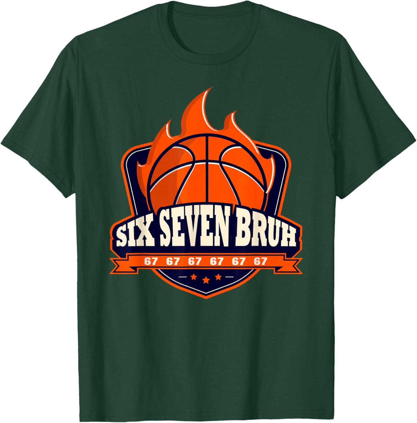 Alpha Slang Kids Bruh 67 Basketball Ice Cream Drip Six Seven T-Shirt - T-Shirt | Forest