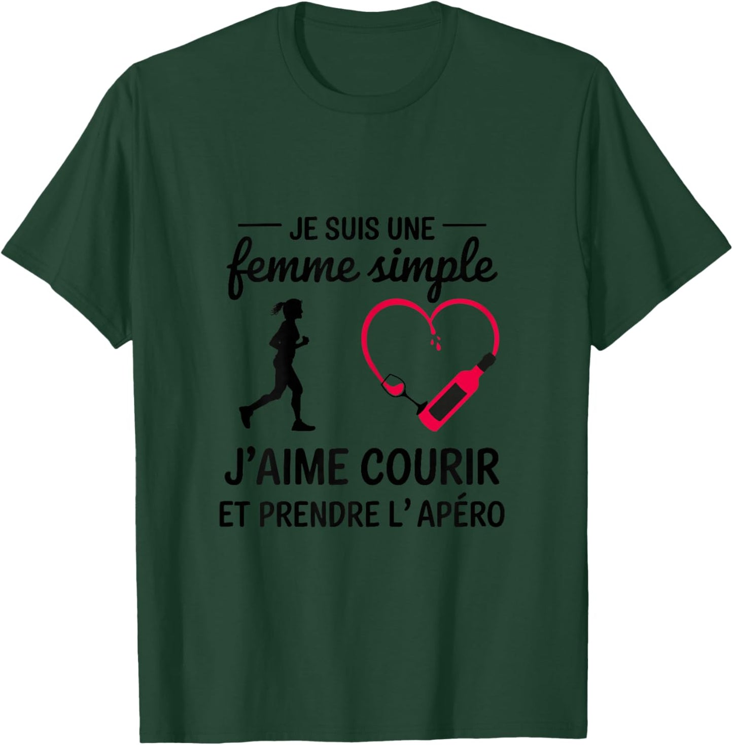 Women's Simple I Love Running and the Drink Humour Running T-Shirt - T-Shirt | Forest