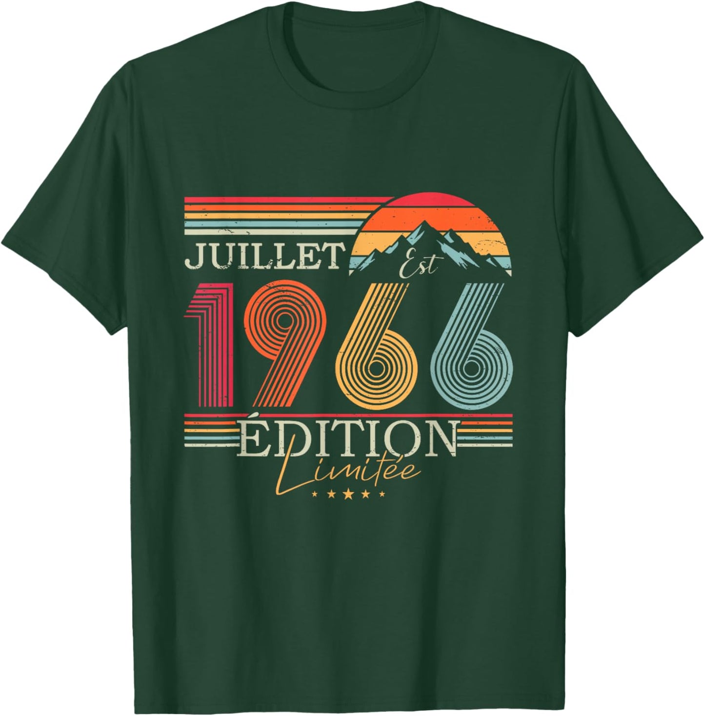1966 Vintage Juillet Anniversaire Rétro Homme Femme Cadeau T-Shirt - T-Shirt | Forest