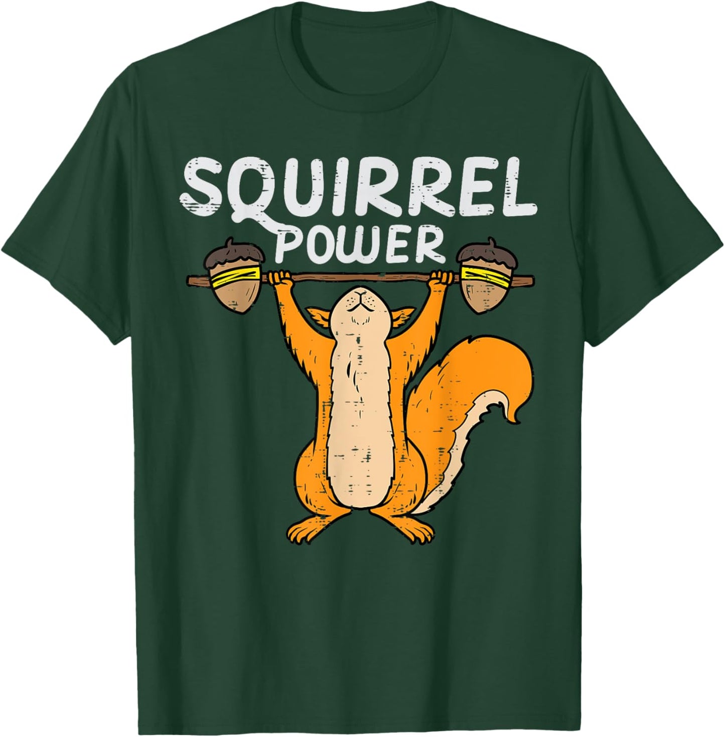 Squirrel Power Weightlifting Cute Workout Gym Men Women Kids T-Shirt - T-Shirt | Forest