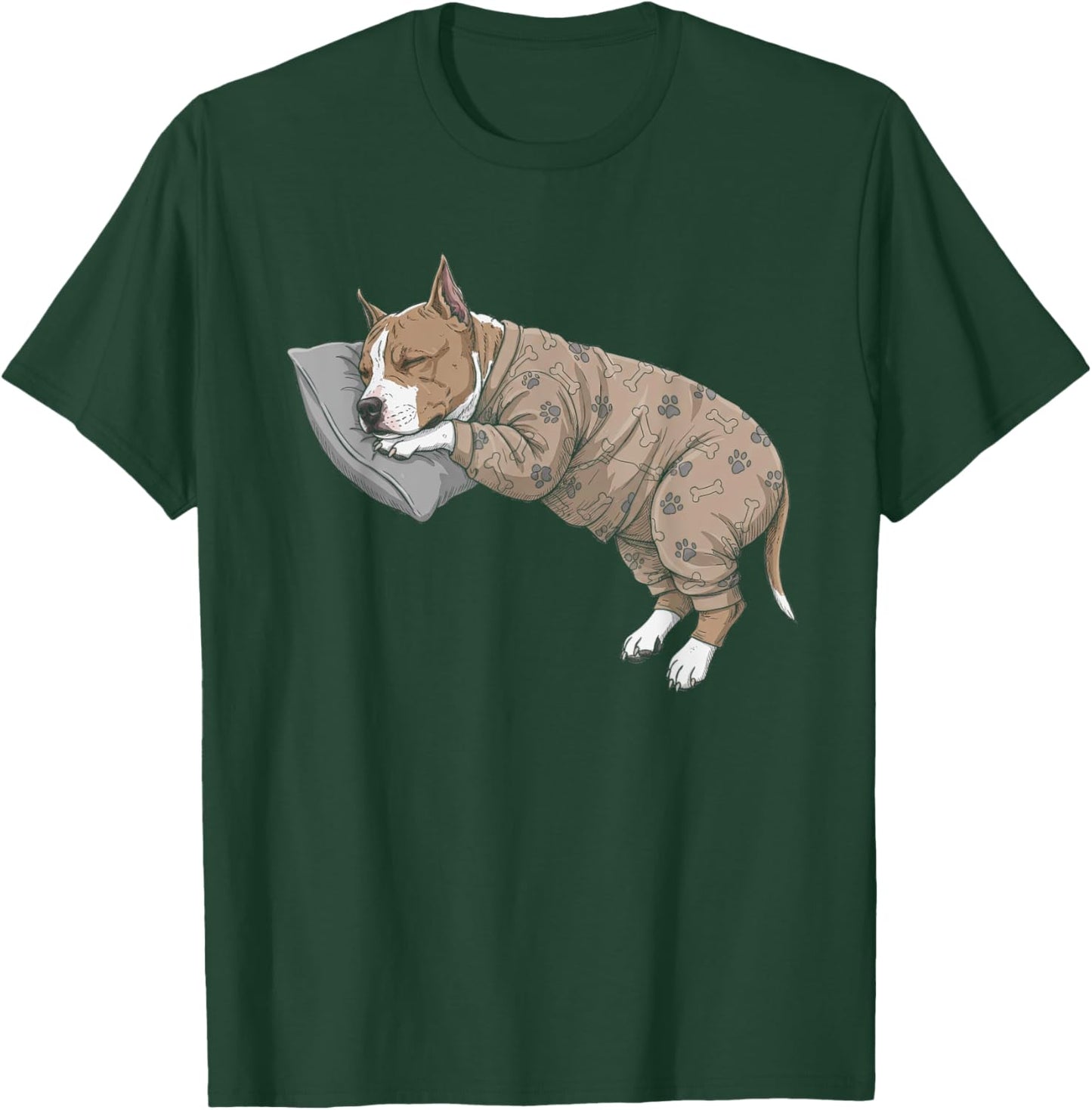 Funny Sleepy American Staffordshire Terrier Pajama AmStaff T-Shirt - T-Shirt | Forest