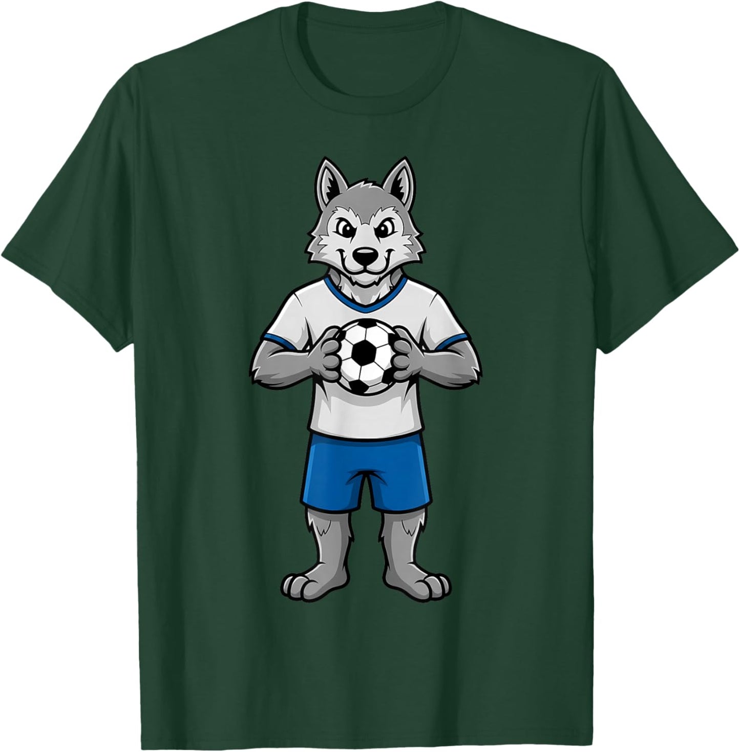 Cute Soccer Wolf Football Player Animal Sports T-Shirt - T-Shirt | Forest