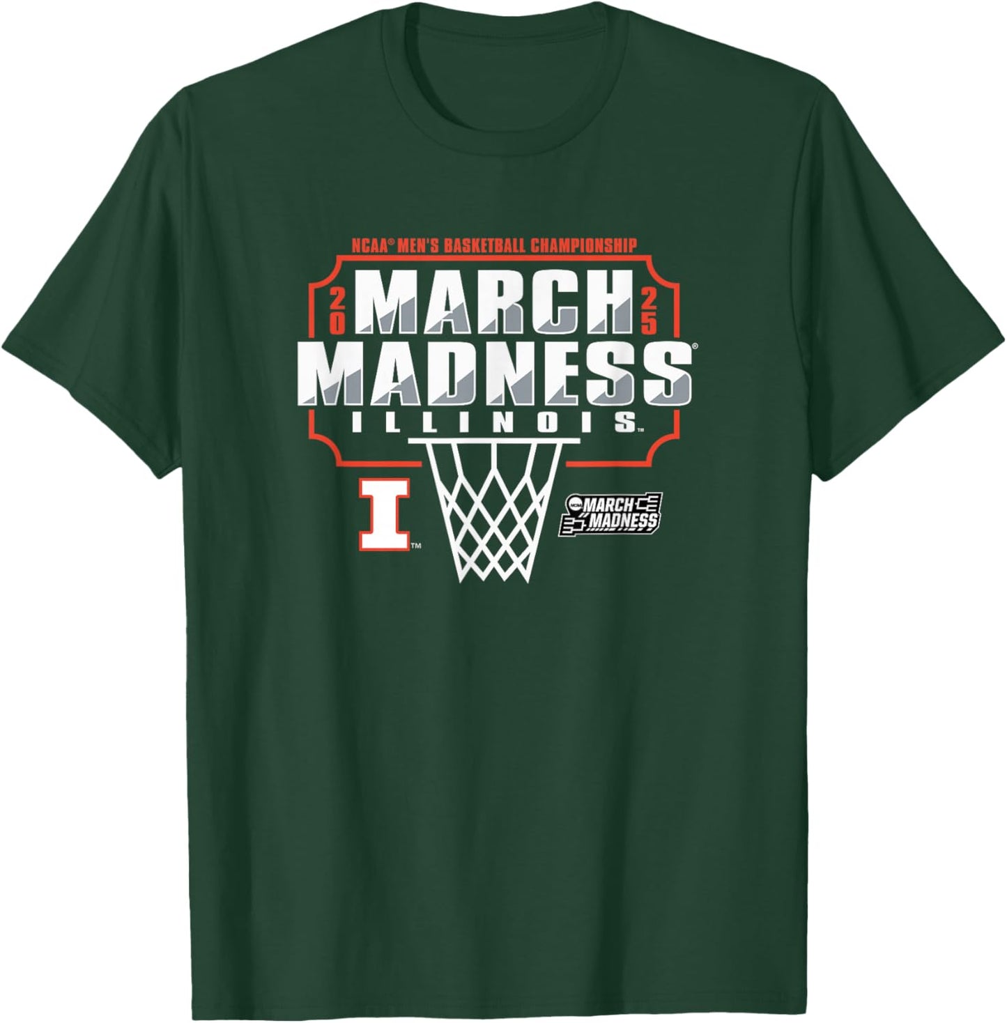 Illinois Fighting Illini March Madness 2025 Men's Basketball T-Shirt - T-Shirt | Forest