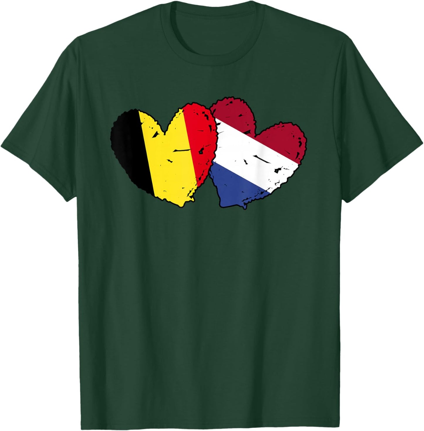 Belgium Netherlands Hearts Flag Belgian Dutch Friendship T-Shirt - T-Shirt | Forest