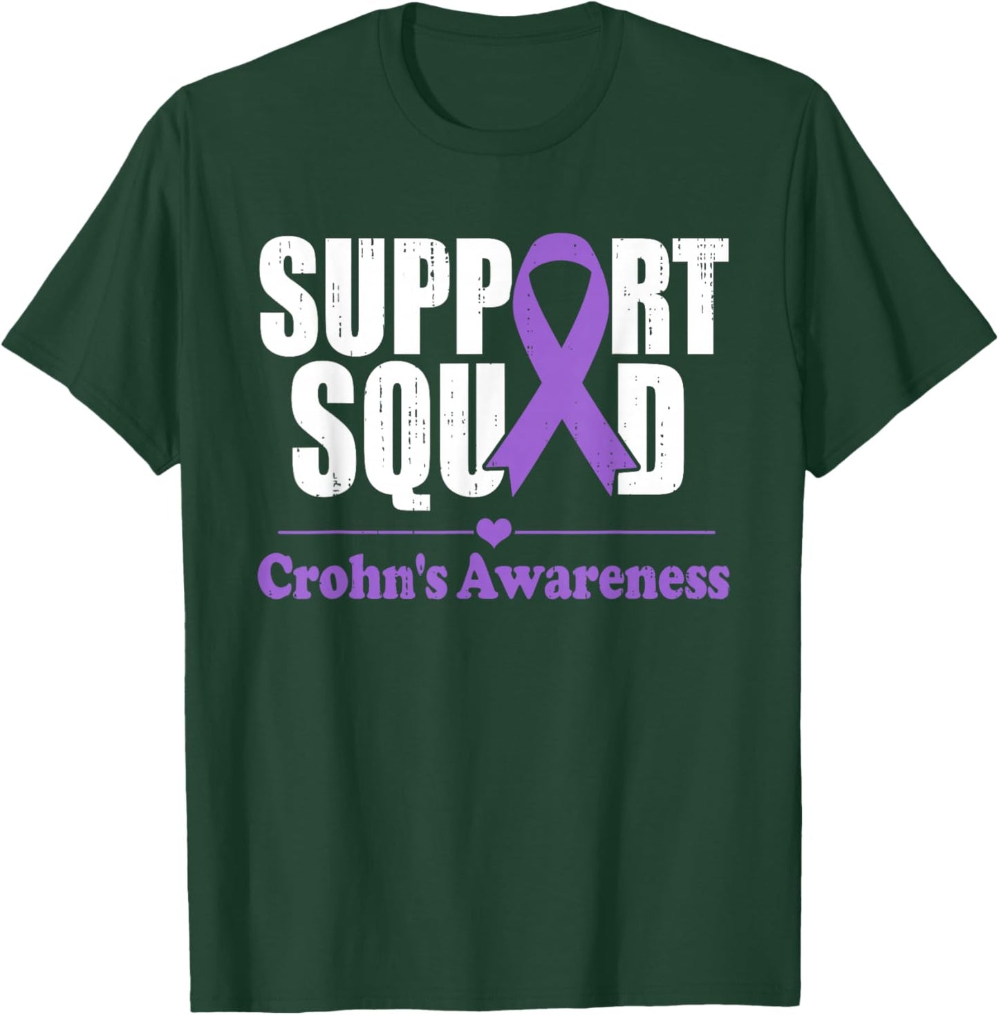 Support Crohns Disease Squad Purple Ribbon Crohn's Awareness T-Shirt - T-Shirt | Forest