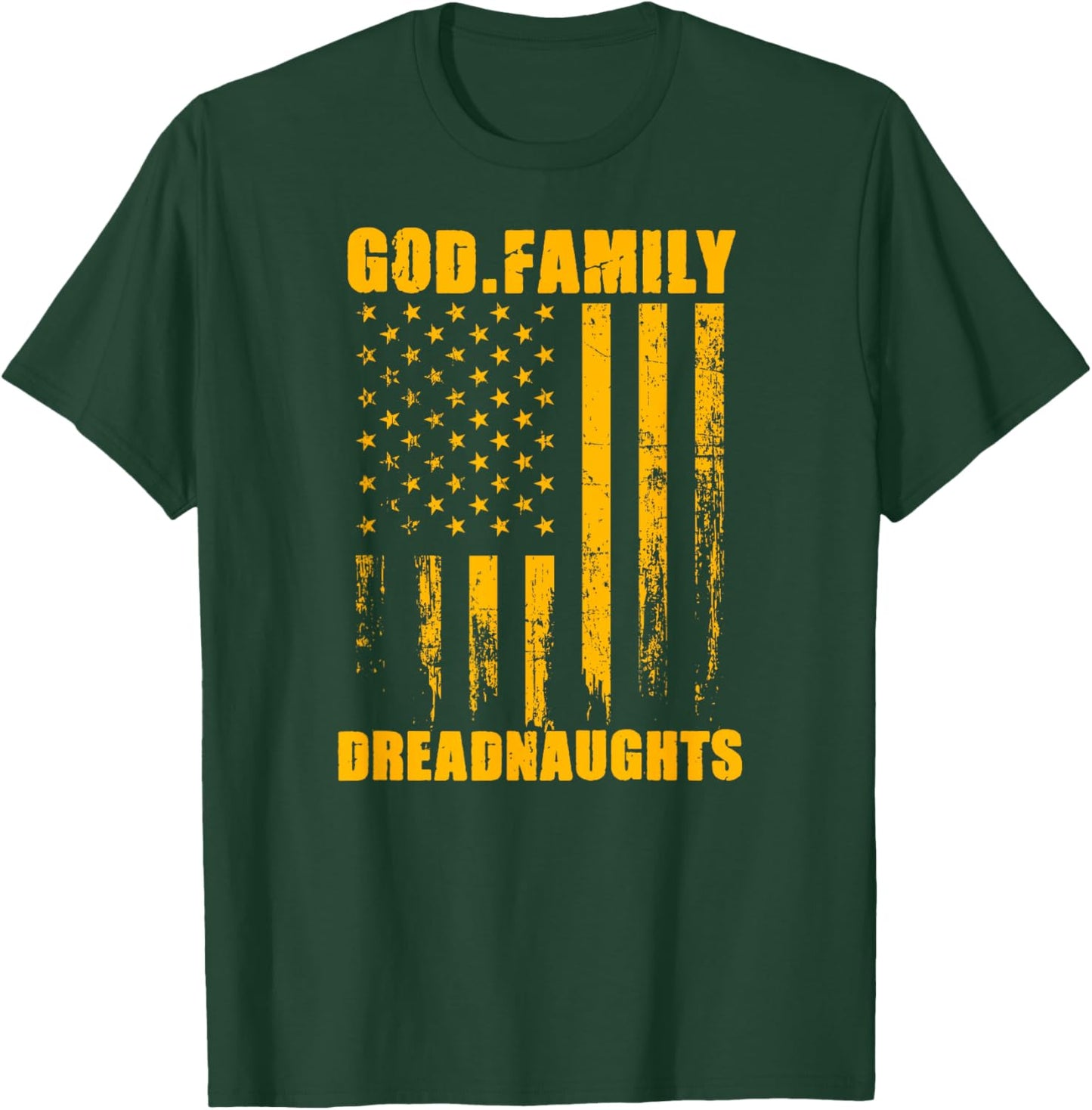 Dexter Dreadnaughts God. Family. Vintage USA Flag T-Shirt - T-Shirt | Forest
