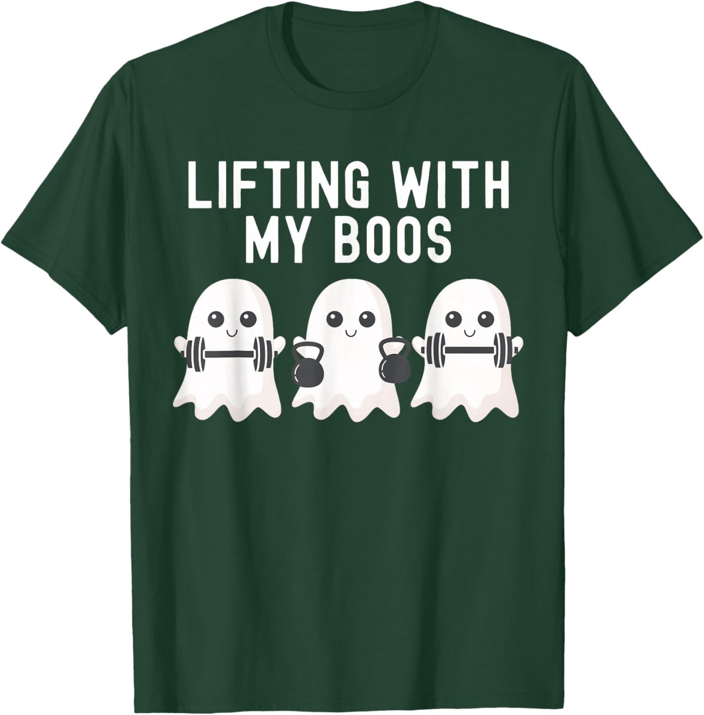 Lifting With My Boos Ghost Halloween Gym Workout Fitness T-Shirt - T-Shirt | Forest