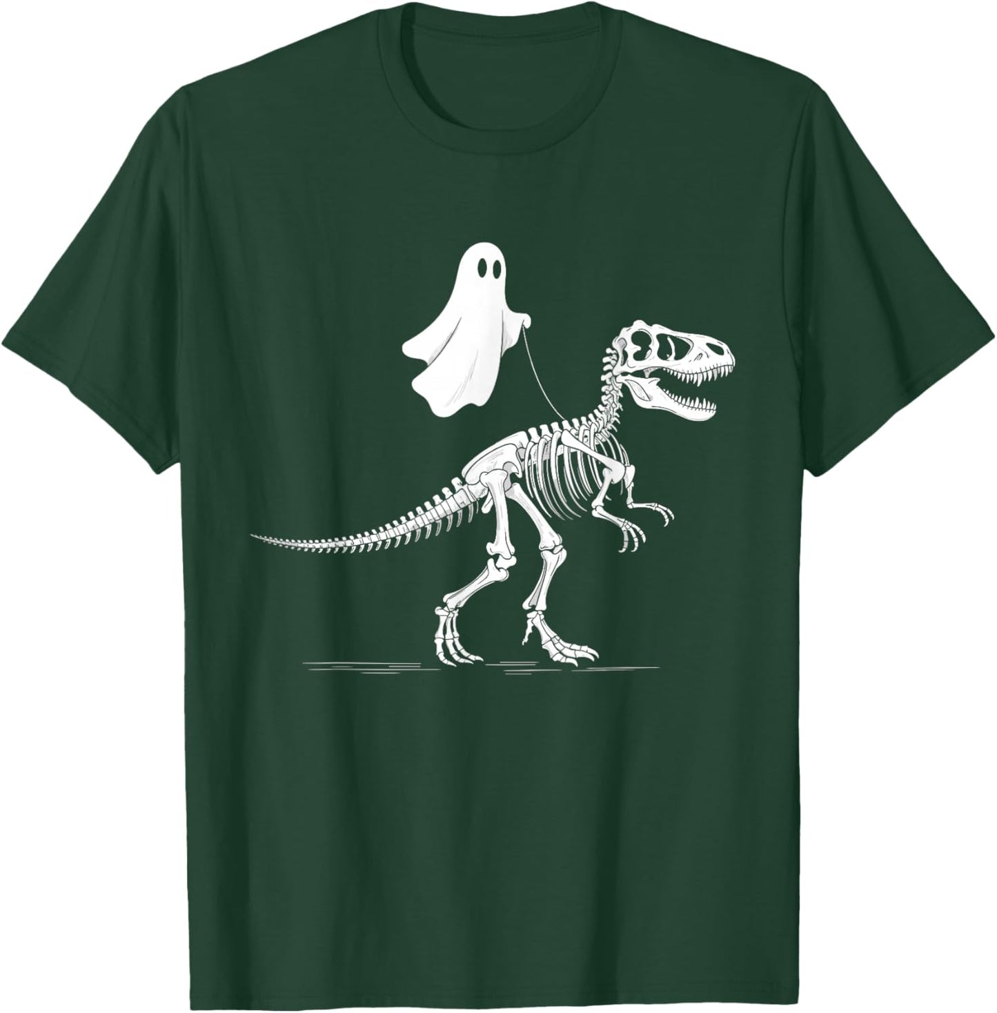 Halloween Ghost Walking Dinosaur Skeleton T Rex Funny T-Shirt - T-Shirt | Forest