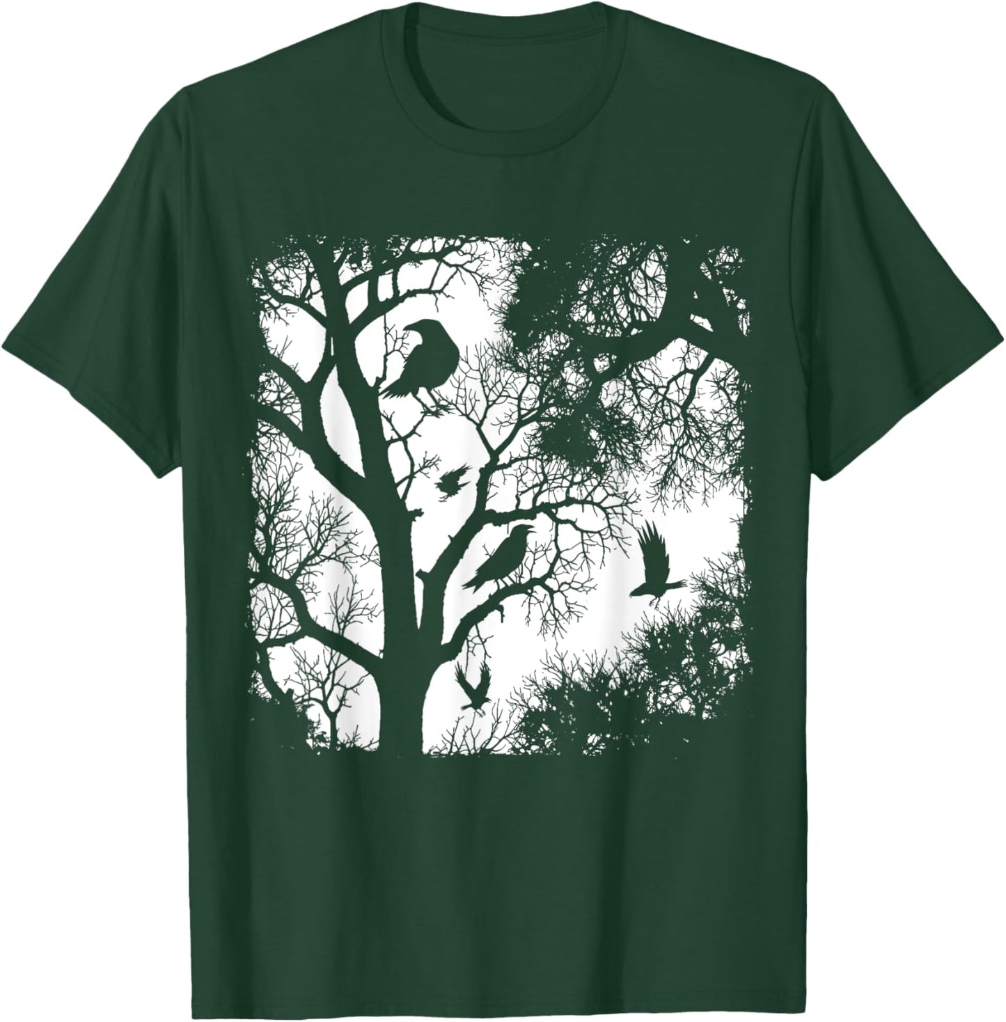 Gothic Raven Tree Dark Forest Crow Night Wilderness Aesthe T-Shirt - T-Shirt | Forest