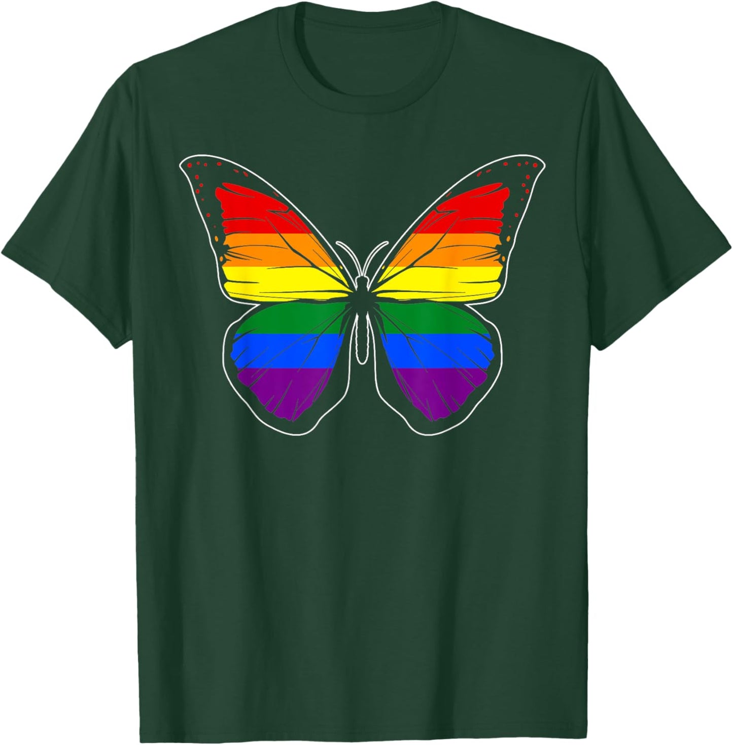 Rainbow Butterfly LGBTQ+ Pride Symbol T-Shirt - T-Shirt | Forest
