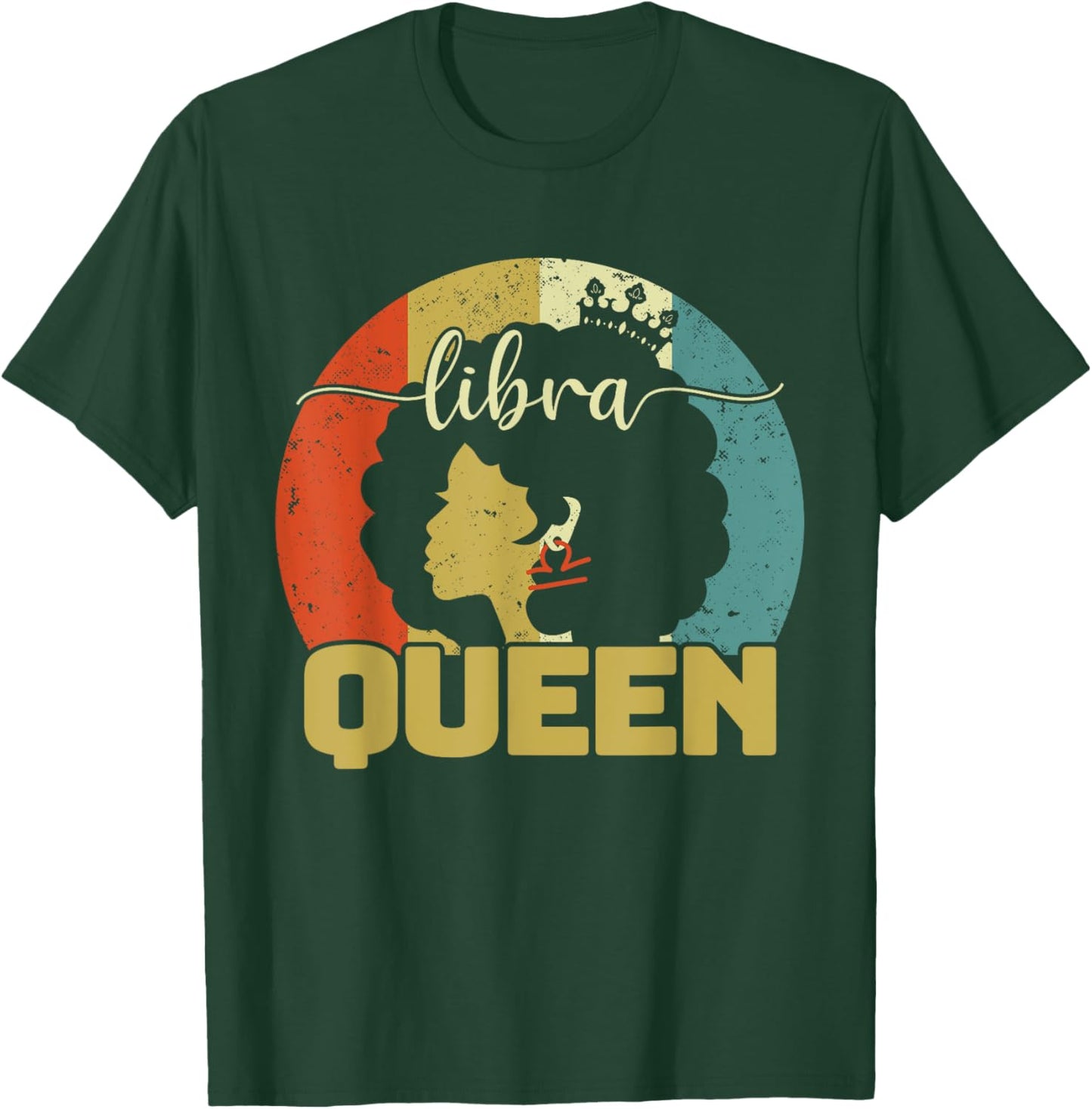 Libra Queen Libra Birthday Afro Libra Zodiac Sign Vintage T-Shirt - T-Shirt | Forest