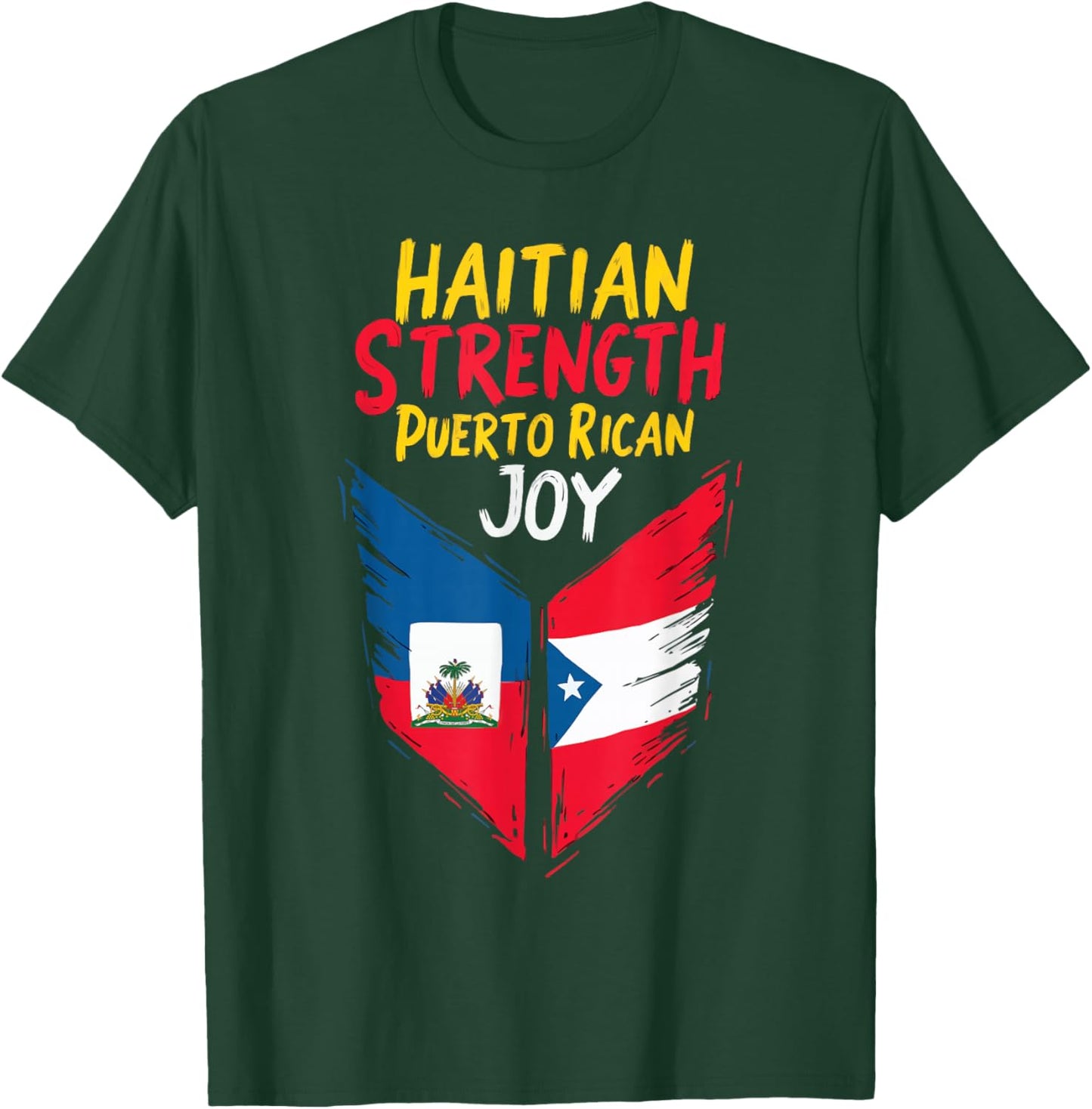 Half Haitian Half Puerto Rican Puerto Rico Flag Haiti T-Shirt - T-Shirt | Forest