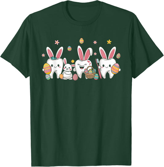 Dental Squad Easter Spring Bunny Tooth Dental Crew T-Shirt - T-Shirt | Forest