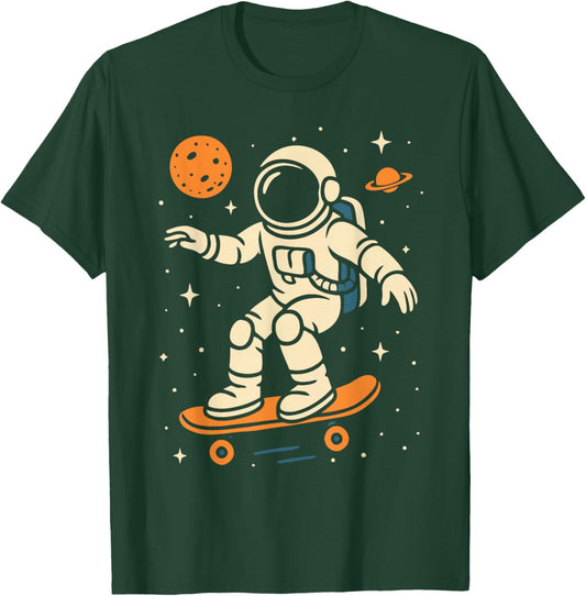 Space Astronaut Skateboard Planets Solar Systems Boys T-Shirt - T-Shirt | Forest