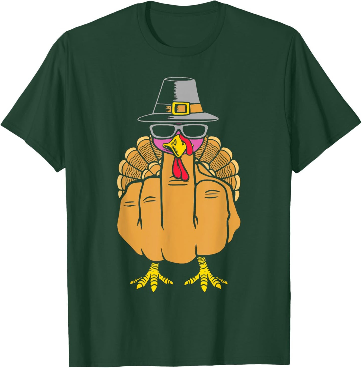 Turkey Middle Finger Adult Anti Social Thanksgiving Hand T-Shirt - T-Shirt | Forest